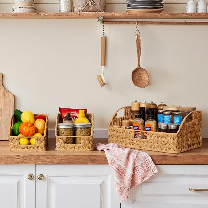 GRANNY SAYS Wicker Baskets for Organizing, Waterproof Basket for Storage | Wicker Storage Baskets for Pantry, Open Front Basket for Shelves, Kitchen Storage Baskets, Decorative Basket for Home Decor - Image 8