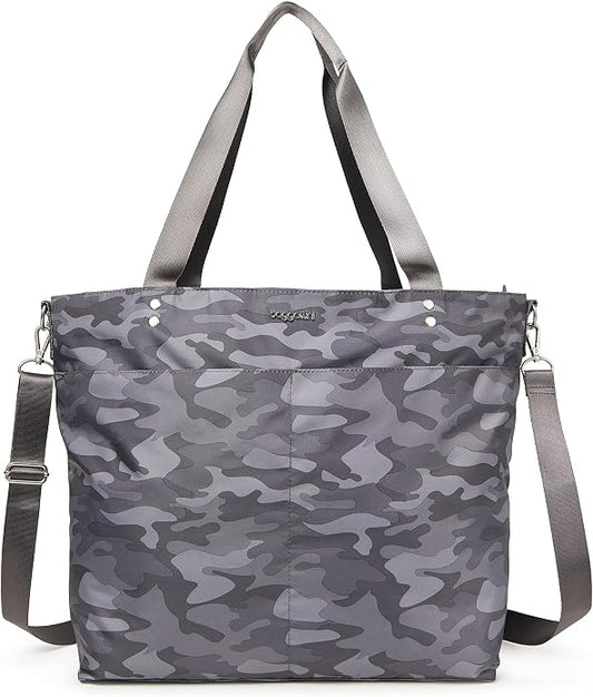 Baggallini Carryall Tote - Lightweight Nylon Zipper Top Weekender Travel Beach Bag w/Luggage Sleeve by baggallini