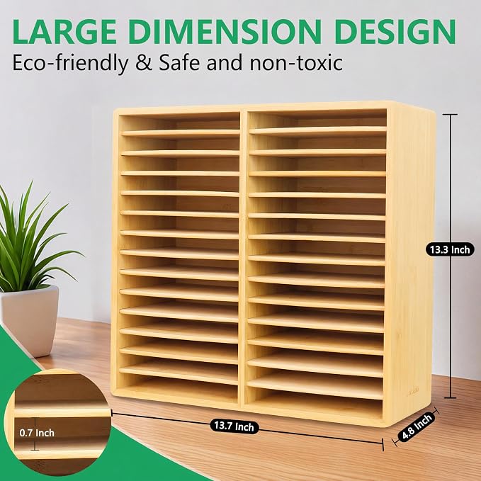 Bamboo Marker Organizer Markers 280pcs Markers Pen Holder Art Supply Pencil Storage Organizer with 28 Compartments All-in-One Marker Storage for Office Home (Holds up to 280pcs Markers) - Image 8