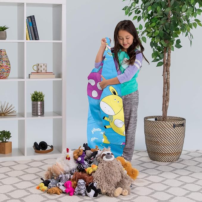 Posh Stuffable Kids Stuffed Animal Storage Bean Bag Chair Cover - Childrens Toy Organizer, Large 38" - Canvas Farm Blue - Image 5