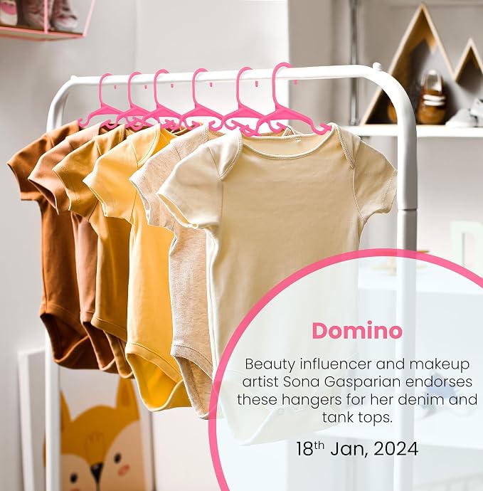 Utopia Home Kids Hangers 60 Pack – 11.5 Inch Baby Closet Hangers Pink | Plastic baby hangers | Fits children's & infant clothes | Gentle on delicate garments - Image 5
