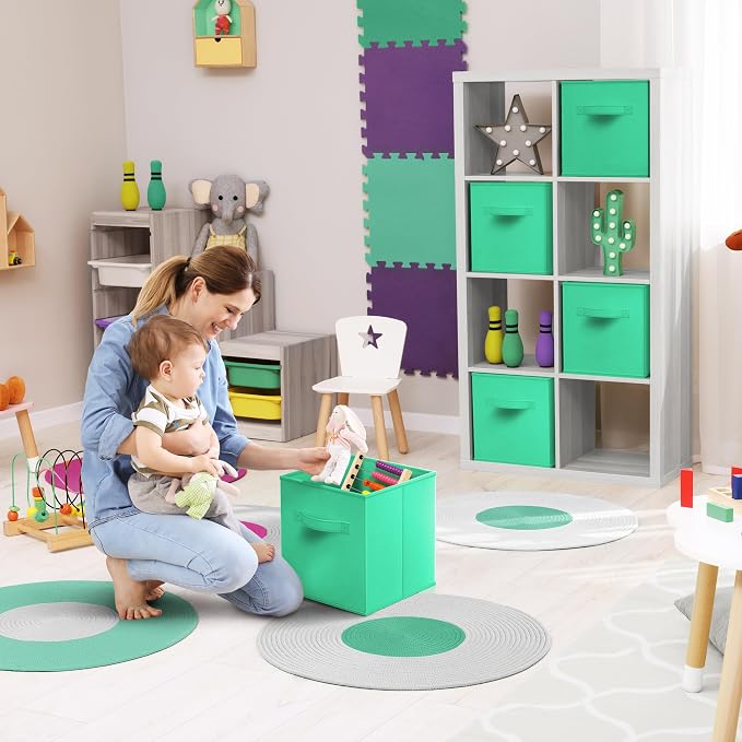Sorbus 13 Inch Storage Bins - Sturdy Collapsible Fabric Storage Cubes with Handle - 8 Foldable Baskets for Organizing Clothes, Toys, Books - Storage Baskets for Shelves, Closets - Image 4