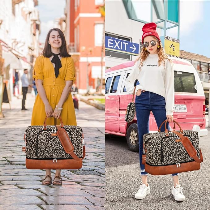 TIBES Travel Weekender Bag for Women, Overnight Bag with Shoe Compartment | 3PCS Large Travel Duffel Bag for Gym, Travel, Hospital, Business Trip, Carry On Tote, Wet & Dry Separation, Water Resistant - Image 2