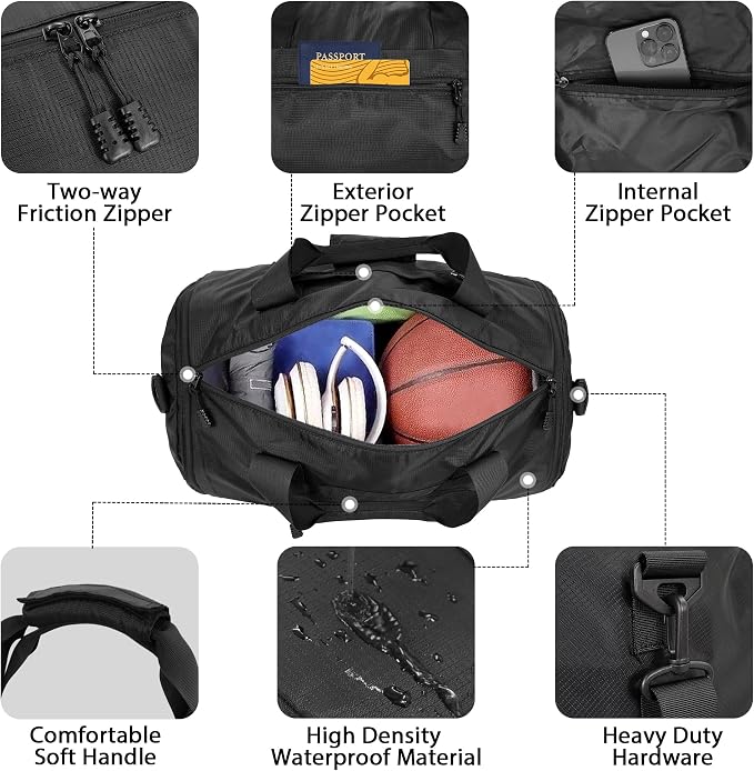 Wildroad Gym Bags for Men & Expandable Canvas Duffle Bag - 50l Travel Kit | Gifts for Men, Holiday Birthday Gift for Dad, Husband & Partner, Carry-on Size - Image 5