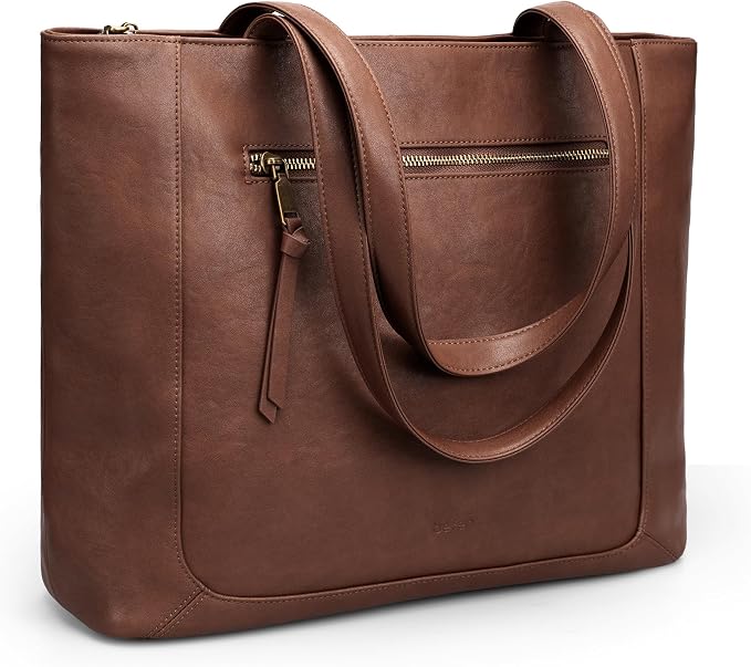 befen Genuine Leather Tote Bag for Women, Large Work Tote Bag with Zipper Leather Purse and Handbags with 15.6" Compartment by befen-