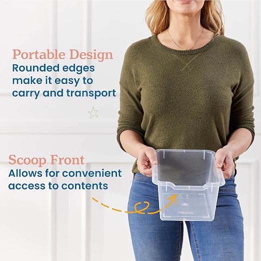 ECR4Kids Scoop Front Storage Bin, Multipurpose Organization, Clear, 5-Piece | Durable plastic, GREENGUARD Gold Certified, 1.2 gallon capacity, lightweight & nestable, built-in handle, classroom/home use - Image 4