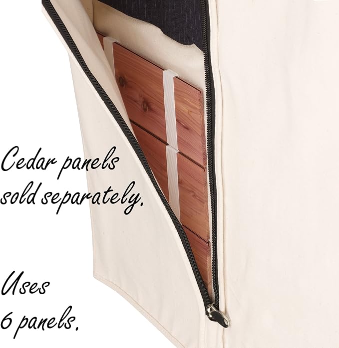 Household Essentials 3392-1 Cedarline Collection Hanging Garment Bag | Dress and Suit Protector | Natural Cotton Canvas,Off-White - Image 6