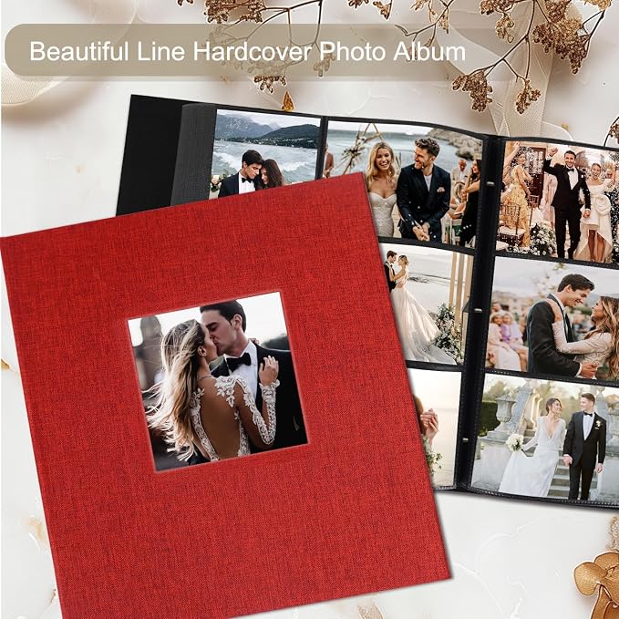 Photo Album 6x4 1000 Pockets Slip in Large Capacity Album for Family Wedding Anniversary Linen Album Book Holds 1000 Horizontal and Vertical 10x15cm Photos(1000 Pockets, Red) - Image 3