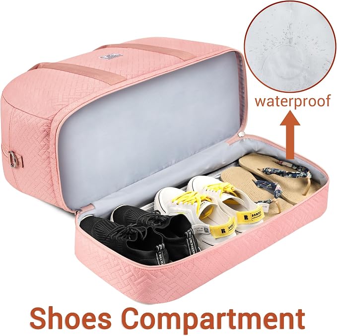 Weekender Bag for Women, Large Overnight Bag Canvas Travel Duffel Bag Carry On Tote with Shoe Compartment 21" 3Pcs Set - Image 2