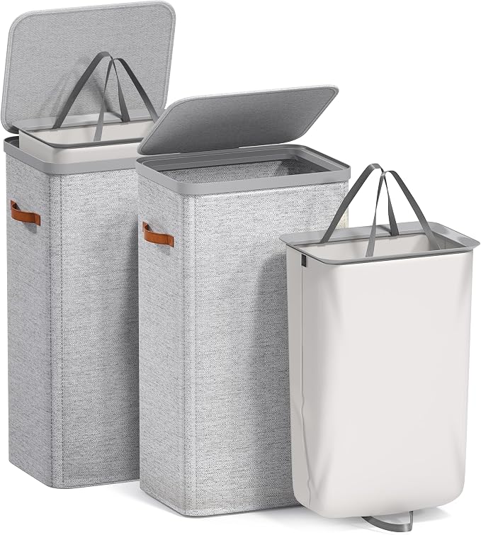 Sorbus Laundry Hamper with Lid - Collapsible Fabric Laundry Basket with Handles and Removable Laundry Bag – 26.5 Gallon (100 L) Dirty Clothes Hamper for Bedroom, bathroom and dorm - 2 Pack (Gray) - Image 7