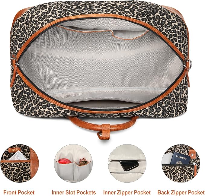Weekender Bag for Women, Large Overnight Bag Canvas Travel Duffel Bag Carry On Tote with Shoe Compartment 21" 3Pcs Set - Image 5