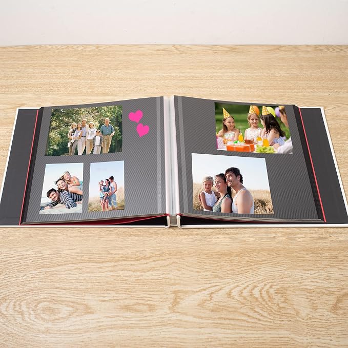 Photo Album Self Adhesive Scrapbook 3x5 4x6 5x7 6x8 Magnetic Album DIY Scrap Book 11x10.6 Inch 40 Black Sticky Pages Linen Cover DIY Photo Album(White) - Image 3