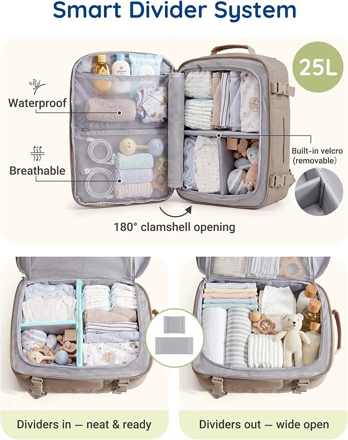 mommore Diaper Bag Backpack Multi-Pocket Travel Baby Bag with Changing Pad | Suitcase-style, Insulated Pockets, Easy-access, Stroller-friendly, for Mom Dad, Travel Essentials, Newborn Baby Shower Gifts - Image 2