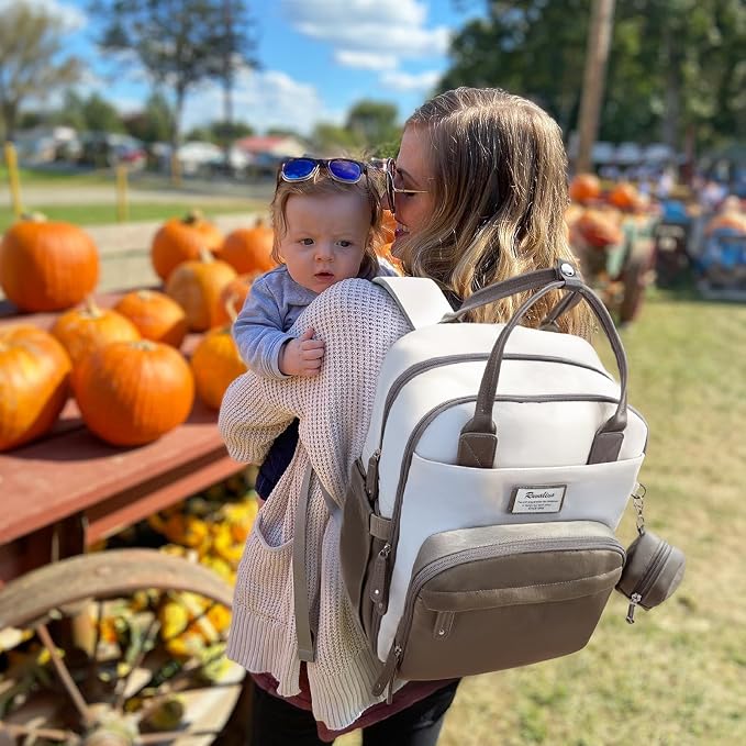 RUVALINO Baby Diaper Bag Backpack with Changing Pad, Baby Shower Gifts | Baby Essentials, Waterproof Travel Baby Bags for Mom Dad Girl Boy, Insulated Bottle Holders, Pacifier Case, Large Capacity - Image 8