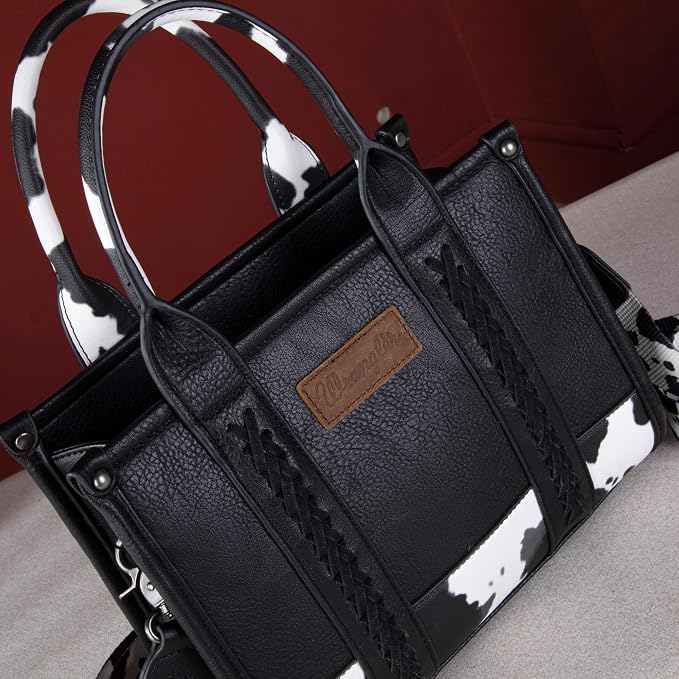 Montana West × Wrangler Tote Bag for Women Western Cow Print Purse Designer Top Handle Handbags - Image 3
