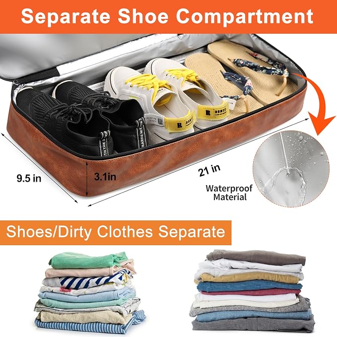 Weekender Bags for Women, 21" Travel Duffle Bag with Shoe Compartment | 3PCS Carry On Overnight Large Duffel Bag with Crossbody Bag and Toiletry Bag for Weekend Travel Gym Hospital Business Trip - Image 5