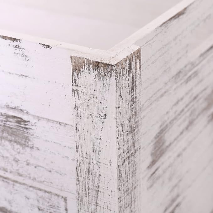 Farmhouse Antique White Wooden Crate For Storage,Rustic Decorative Boxes,Set Of 3 Extra Large Nesting Wooden Storage Crates For Home Decor,Handmade Natural Solid Wood Box (Rustic White) - Image 6