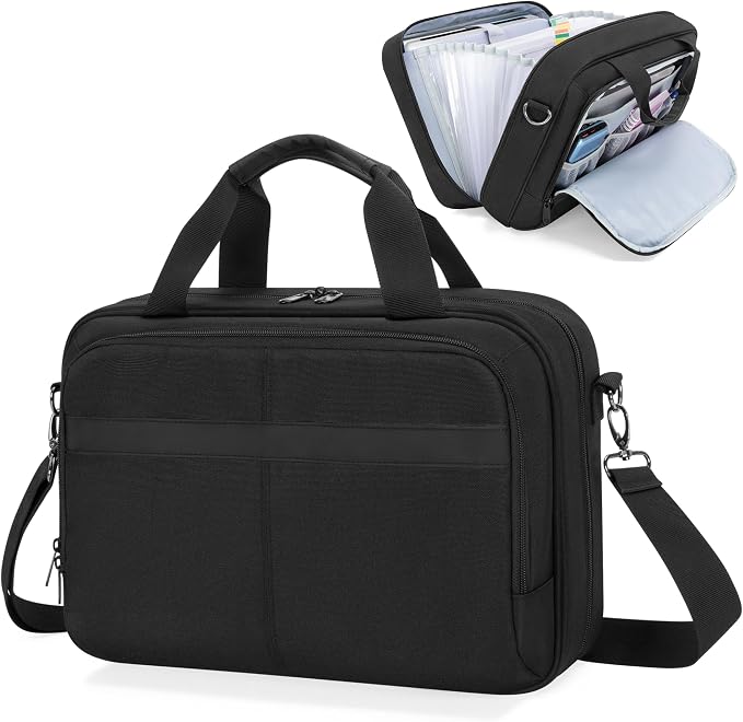 Accordion File Organizer with Lockable Zipper, Expanding File Folder | Accordion File Folder with Handle, Expanding Folder Document Bag for A4 / Letter Size Files, Portable Office Storage by Prokva