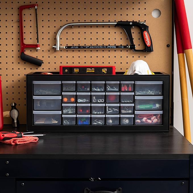 IRIS USA 26-Drawer Teacher Toolbox, Stickers, Markers, Made in USA, Black | Wall mountable, Stackable, Craft Supplies, Building Bricks, Crayons, Beads Organizer - Image 2