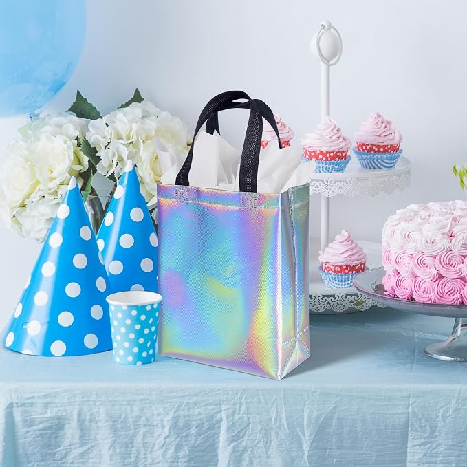 BLEWINDZ 100 Medium Reusable Gift Bags with Handles - Ideal Party Favors & Shopping Bags (10 Colors) - Image 3