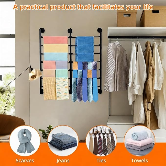 7-Tier Double Row Ribbon Storage Organizer , Wall Mounted Ribbon Organizer | 14 Removable Rods Craft Room Storage Rack. Perfect for Flower Shops, DIY Yarn, Gift Bags & Wrapping Paper Organization - Image 3