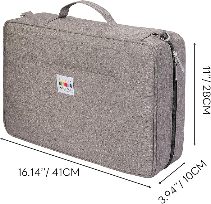 JAKAGO 480 Slots Colored Pencil Case Extra Large Capacity Pen Holder for Artist Painter Zipper Organizer Bag for Marker Highlighter Storage Case for Office Sketch Travel Supplies (Gray) - Image 2