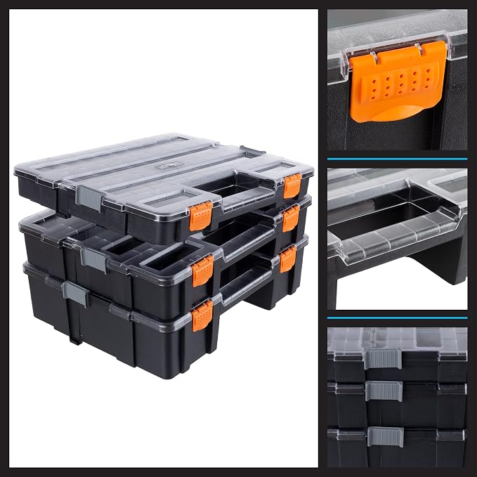 Stalwart Tool Box Organizer - 3-in-1 Portable Small Parts Organizer, Gray - Image 8