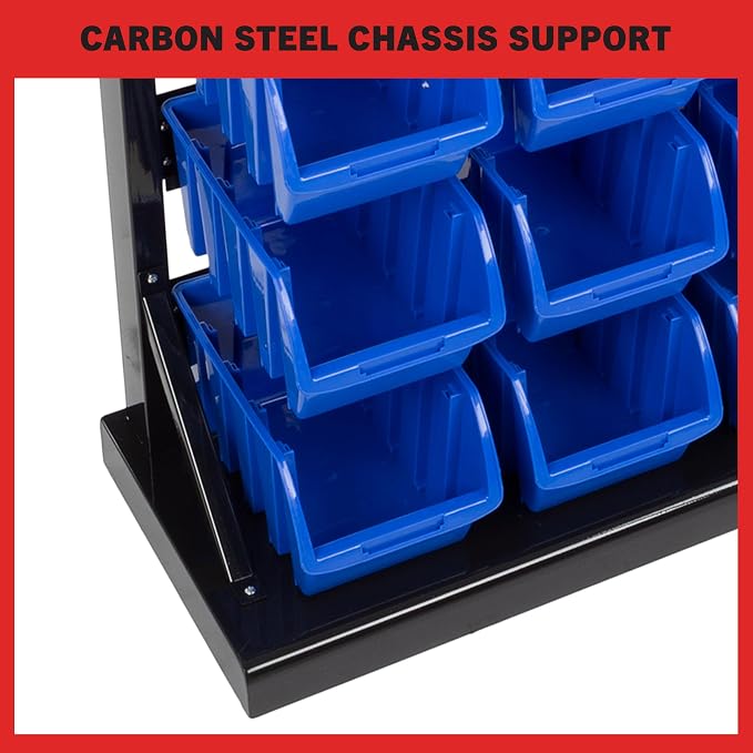 47-Bin Garage Organization Rack (15 Large, 32 Small) - Tabletop or Wall Mount Steel Rack with Removable Stackable Garage Storage Bins, Small Parts Organizer for Hardware or Office Supplies by Stalwart - Image 7