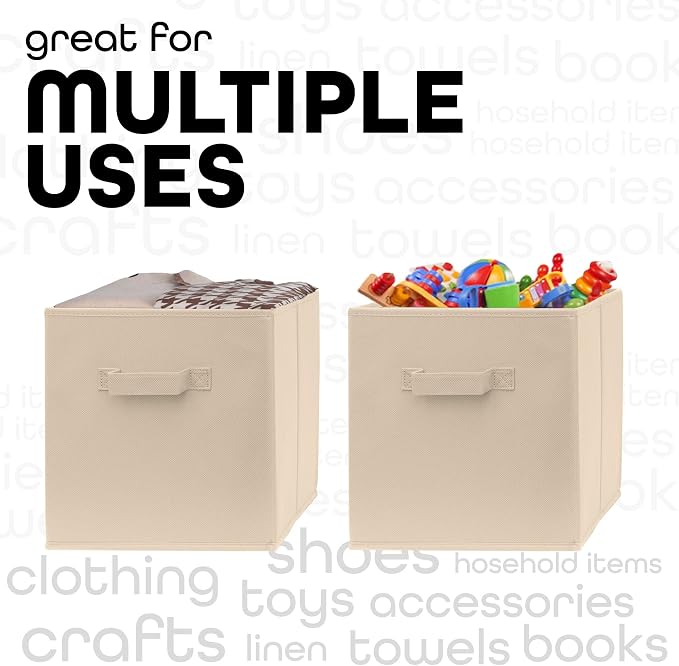 13 Inch Cube Storage Bins - 2 Pack - Large, Dual Handles, Foldable | 13x13 Fabric Bins for Organizing Closet, Clothes and Toys - Image 2