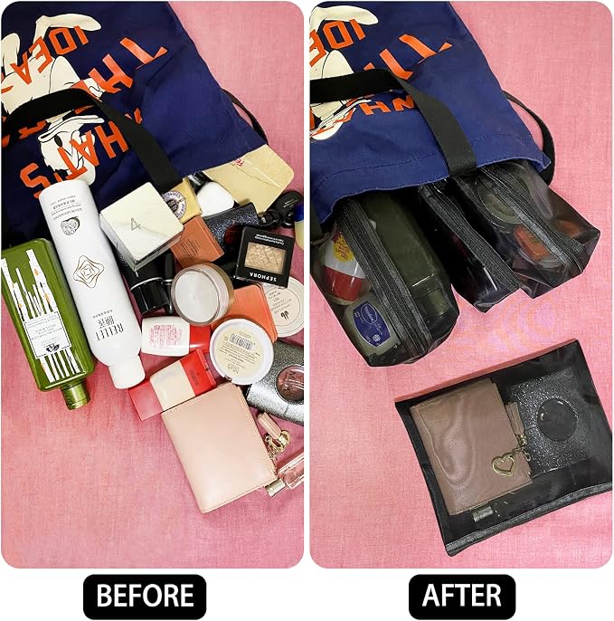 20 Pieces Mesh pouch, Mesh Makeup Bag Portable Makeup Pouch Travel Toiletry Bag for Makeup Organizer Home Office Travel Accessories, Mesh Cosmetic Bag with Zipper - Image 6