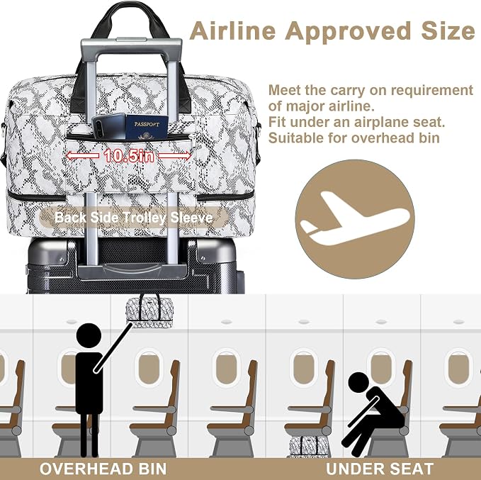 Weekender Bags for Women, 21" Travel Duffle Bag with Shoe Compartment | 3PCS Carry On Overnight Large Duffel Bag with Crossbody Bag and Toiletry Bag for Weekend Travel Gym Hospital Business Trip - Image 4