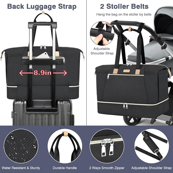 Diaper Bag Tote for Baby 7PCS, Large Mommy Bag with Portable Changing Pad | Multifunctional Hospital Bags for Labor and Delivery with Pacifier Case and Organizer Pouches,Travel Baby Bag for Boy Girl - Image 7