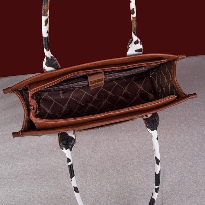 Montana West × Wrangler Tote Bag for Women Western Cow Print Purse Designer Top Handle Handbags - Image 6
