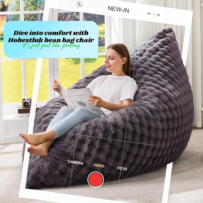 Hobestluk Adult Bean Bag Chair 3 in 1 Convertible Large Bean Bag Sofa | Bubble Dark Grey,Machine Washable,Removable Cover,Easy Convert And Install, Oversied Floor Bed,For Livingroom Bedroom - Image 7