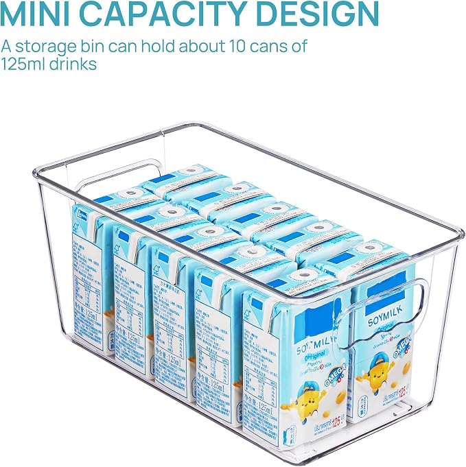 Vtopmart 6 Pack Clear Storage Bins, Pantry Storage Bins with Handle, Small | Plastic Pantry Organizer Containers for Kitchen, Refrigerator, Fridge, Cabinet, Countertops, Home Organization and Storage - Image 4