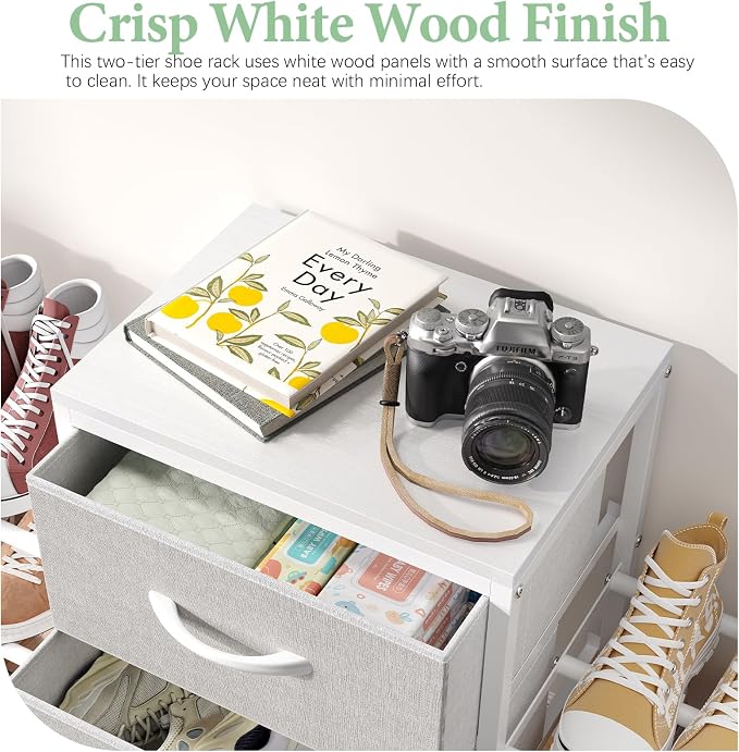 Expandable Closet Organizers and Storage,Wide Long 3 Drawer Dresser | White Fabric Storage Dresser, Clothes Shelves for Kids, Purse Organizer Small Shoe Rack for Closet Bedroom(47.24~71.47in) - Image 7