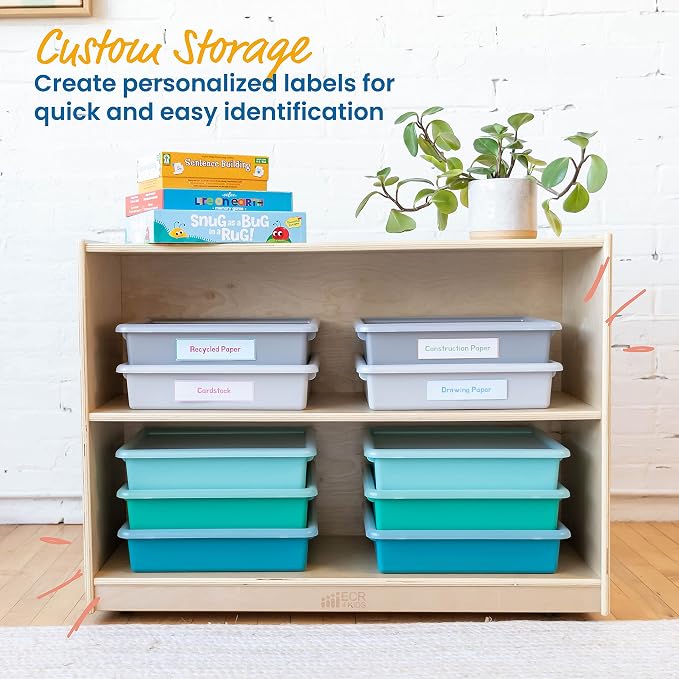 ECR4Kids Letter Size Plastic Tray Organizer with Lids, Small, Storage Bins, Contemporary, 10-Piece | Durable plastic, GREENGUARD Gold Certified, 2 gallon capacity, stackable/nestable, easy-lift lids, classroom & home use - Image 4