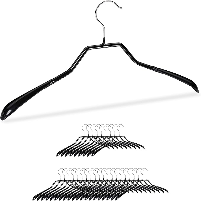 Relaxdays Suit Hanger Set of 30, Wide Shoulder Parts, Non-Slip, Rubber-Coated, Metal, Coat Holders, Black by Relaxdays