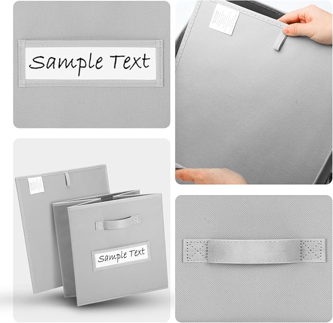 Fabric storage cubes (8 Pack) 13 Inch Cube Storage Bin, cube organizer bins with 8 Labels Window Cards & a Pen, Foldable cube organizer bins and Storage Box, Light Grey - Image 3