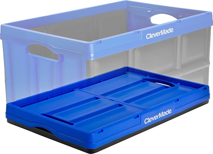 CleverMade CleverCrates 62 Liter Collapsible Storage Bin/Container: Solid Wall Utility Basket/Tote, Royal Blue - Image 2