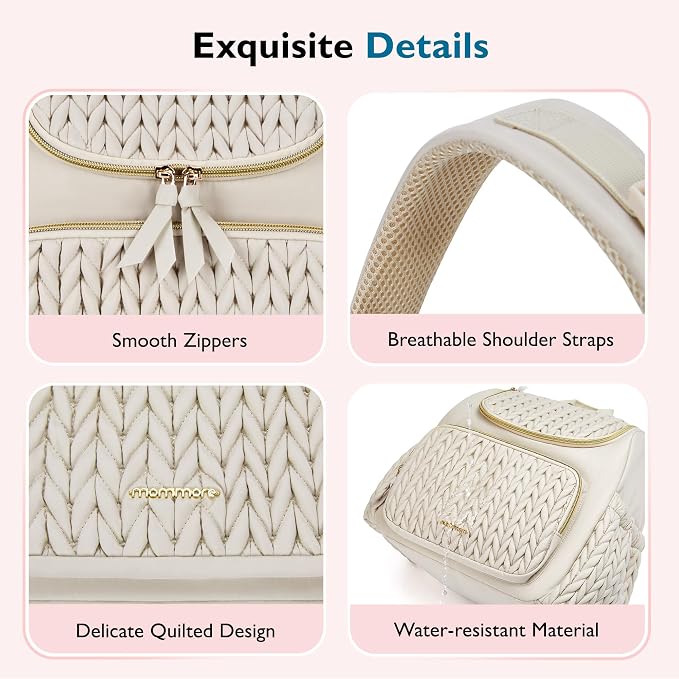 mommore Diaper Bag Backpack, Stylish Mini Baby Bag with Changing Pad | Insulated Pockets & Stroller Straps Small Diaper Backpack Compact Maternity Bag for Baby Essentials, Hospital & Daily Work - Image 6