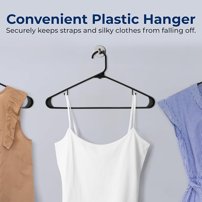 SereneLife 100-Pack Black Plastic Hangers – Ultra Lightweight Non-Slip Slim Clothes Hanger Set for Shirts, Pants, Coats & Dresses – Heavy Duty Space Saving Closet Organizer - Image 6