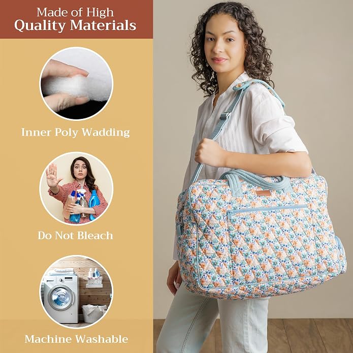 Maison d' Hermine Weekender Bags for Women Cotton Quilted Duffel Overnight Luggage Weekend Bag for Men Gym Gifts Travel | Overnight Luggage Weekend Bag for Men Gym Sports Gifts Duffle bag Business Travellers Trip Spring Summer - Image 2