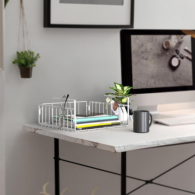 Simple Houseware 2-Pack Under Shelf Wire Metal Basket Shelf, White | Space-Saving Storage Organizer for Kitchen, Pantry, Closet, Office, No Tools Required - Image 6