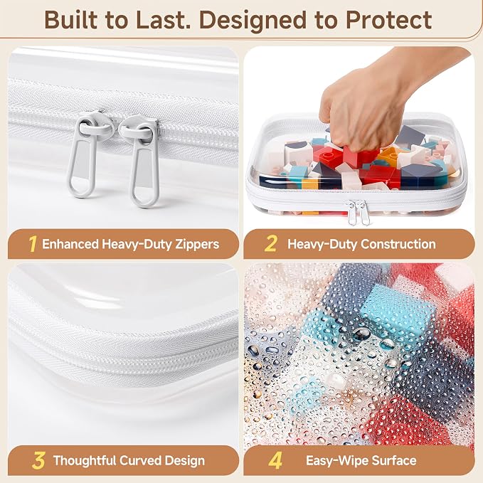5 Pack Clear Hard Shell Zipper Case Diaper Organizer | 1.0mm Hard Shell, Upgraded Large Zipper Pulls, Clear Travel Pouches, Smooth Zipper Closure, Holds Shape - Image 6