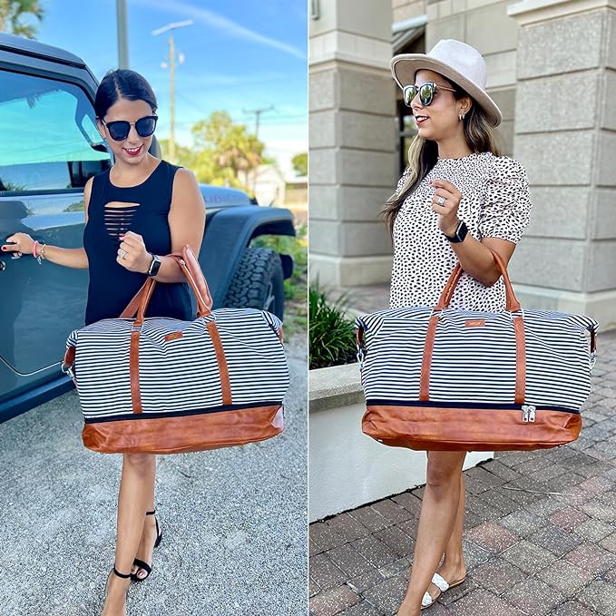 Weekender Bags for Women, 21" Travel Duffle Bag with Shoe Compartment | 3PCS Carry On Overnight Large Duffel Bag with Crossbody Bag and Toiletry Bag for Weekend Travel Gym Hospital Business Trip - Image 2