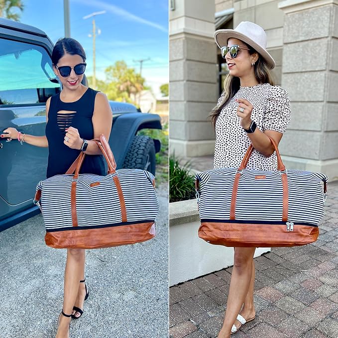 Weekender Bags for Women, 21" Travel Duffle Bag with Shoe Compartment | 3PCS Carry On Overnight Large Duffel Bag with Crossbody Bag and Toiletry Bag for Weekend Travel Gym Hospital Business Trip - Image 4