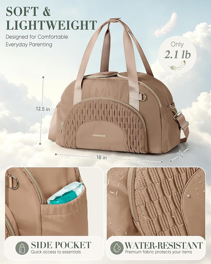 Marscamd Diaper Bag Tote with Changing Pad, Dual Inner Compartments | Large Crossbody Diaper Bags for Travel with Insulted Bottle Pockets, Luggage sleeve, Mommy Bag for Hospital - Image 5