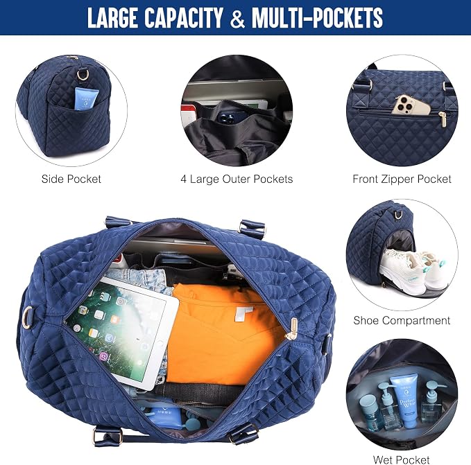 LOVEVOOK Travel Duffle Bag, Weekender Bag for Women with Toiletry Bag, Carry on Overnight Bag with Shoe Compartment, Gym Duffel Bag with Wet Pocket, Mommy Hospital Bags for Labor and Delivery - Image 3