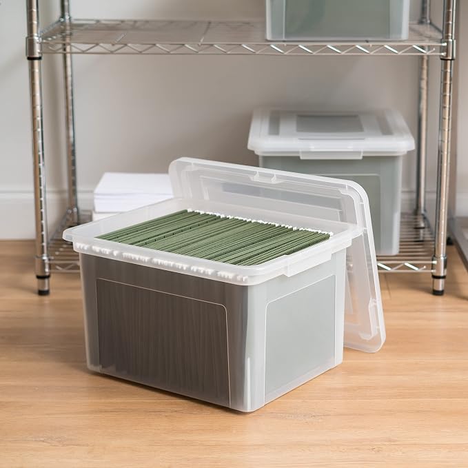 IRIS USA 35 Qt. Letter/Legal File Box with Latching Lid, Clear | Organize lesson plans, classroom files and teaching materials with clear storage for teachers, schools and educators - Image 4